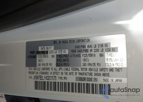 2017 Mazda Cx-5 Grand Select z USA, uszkodzony, nr VIN JM3KFBDL1H0201576